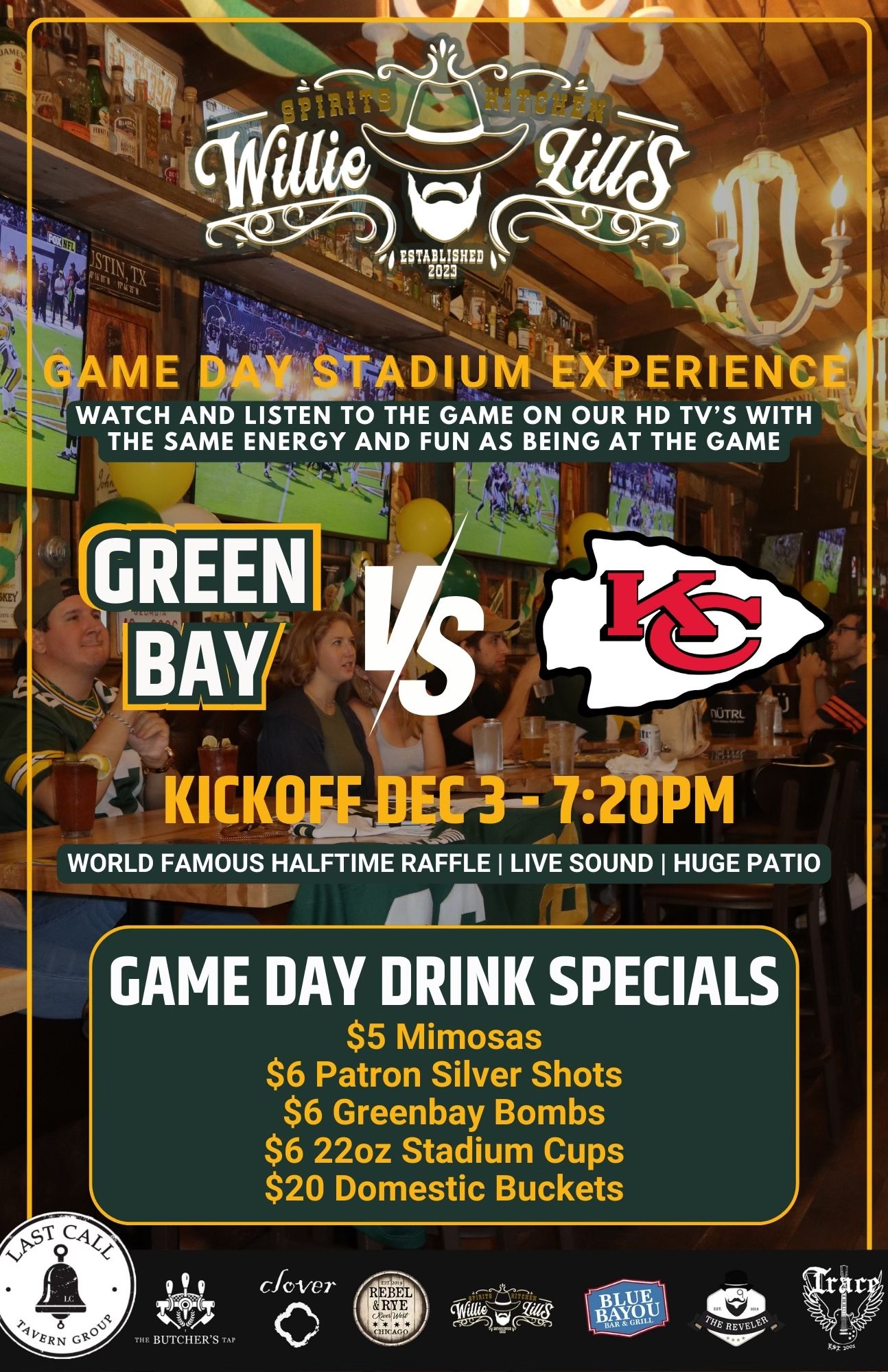 Your Home for Green Bay Football Games In Chicago-Wille Lill's
