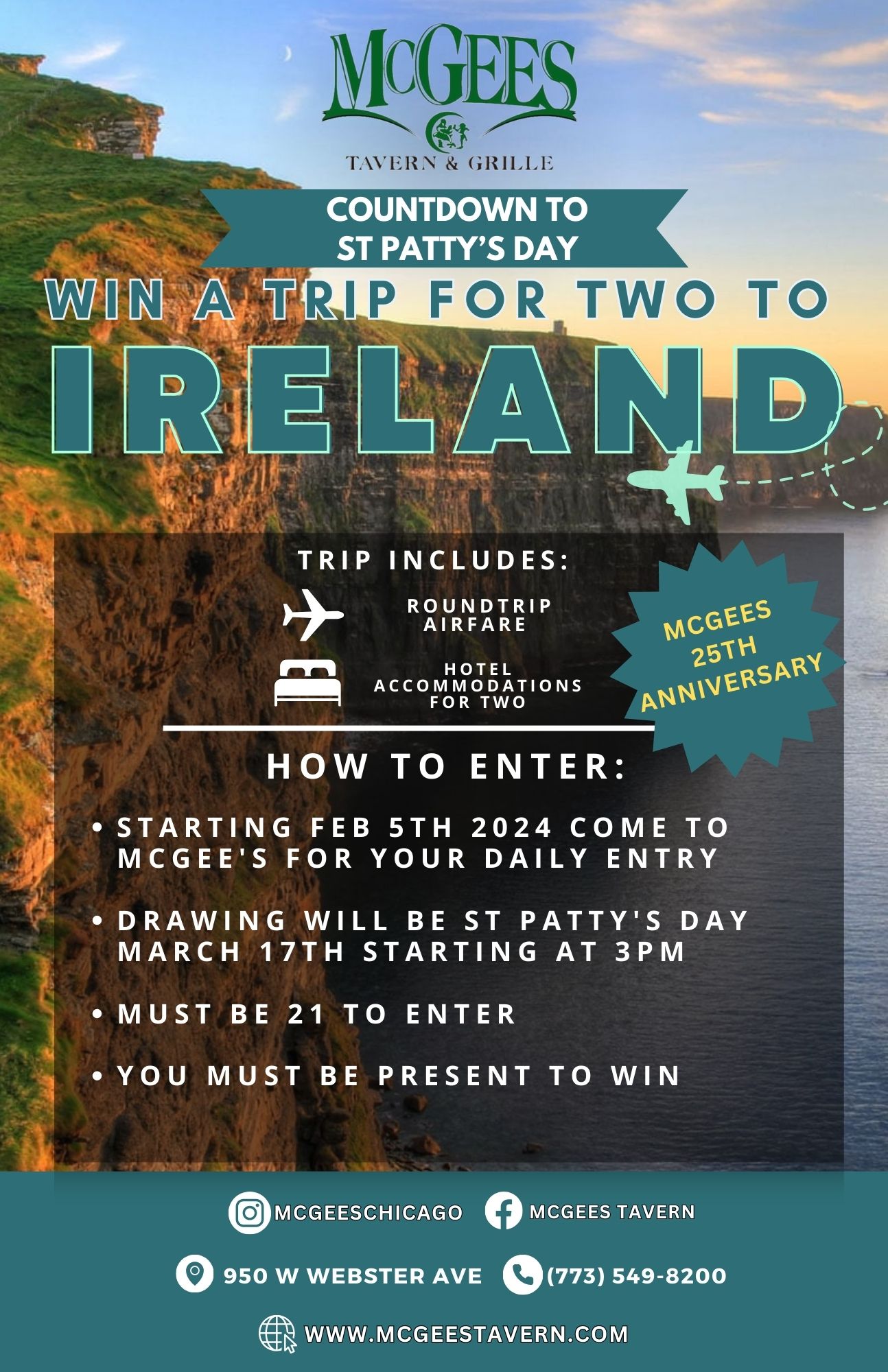 Win a Trip For Two to Ireland - McGee's Tavern
