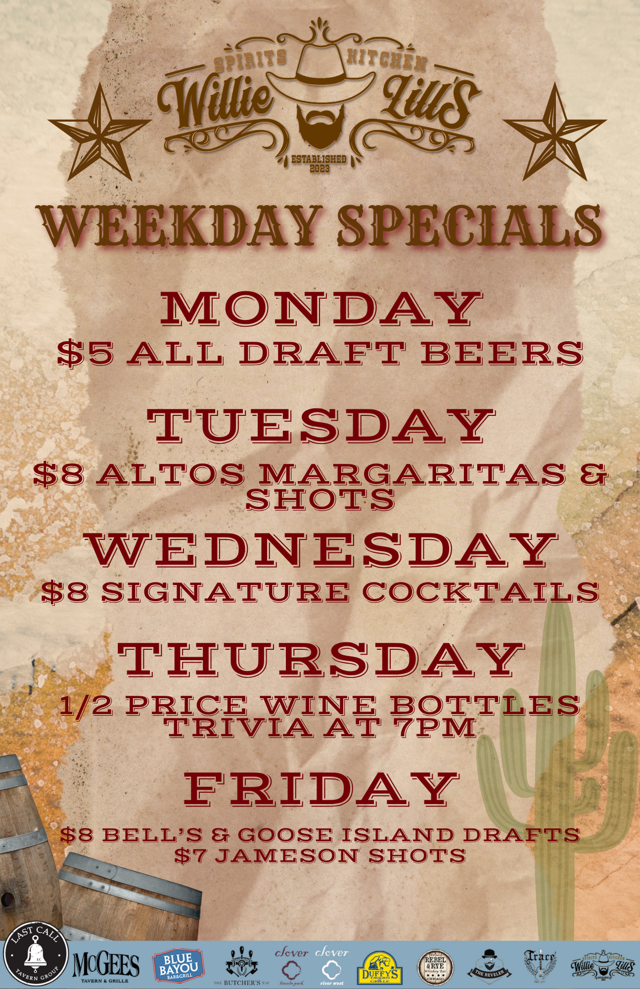WILLIES - Weekday Specials